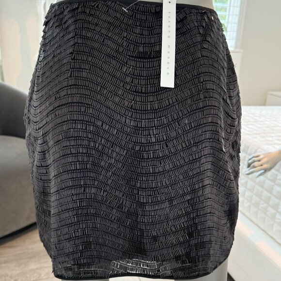 Susana Monaco Black Sequin Mini Skirt Size Small 4 - Picture 3 of 6